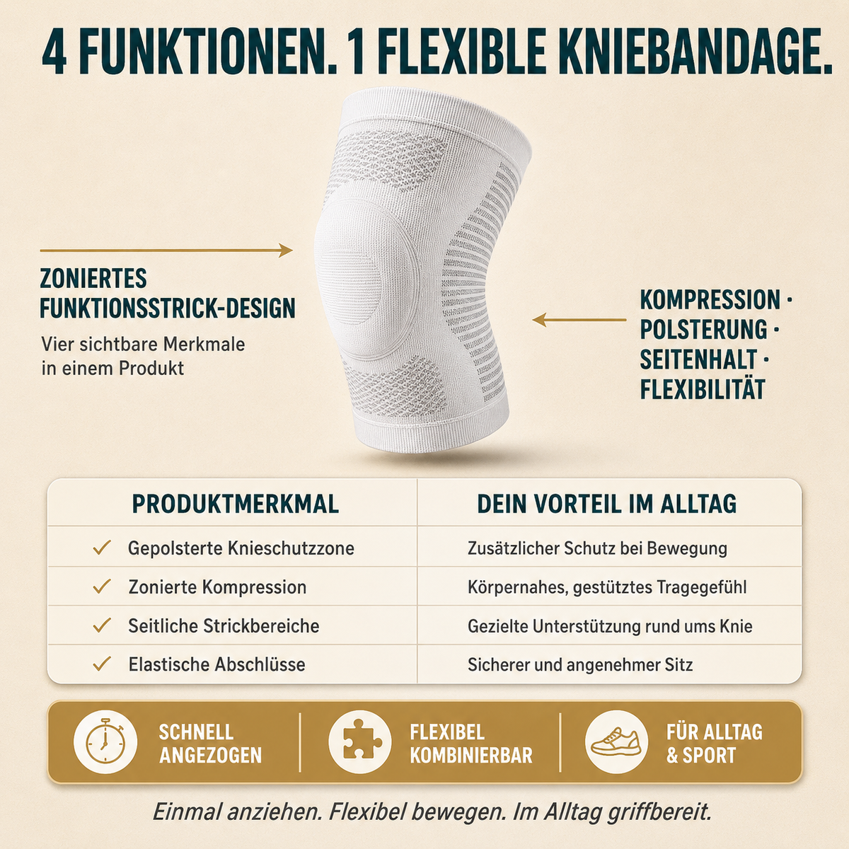 Kniebandage Klajor – Halt im Alltag