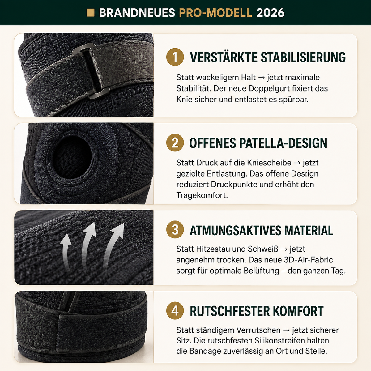 Kniebandage für Alltag & Training