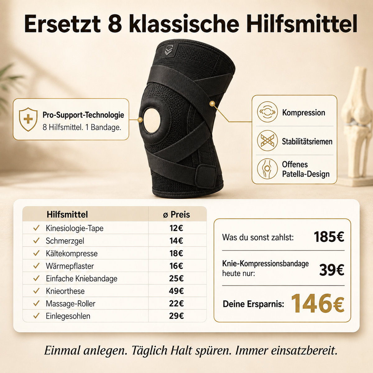 Kniebandage für Alltag & Training